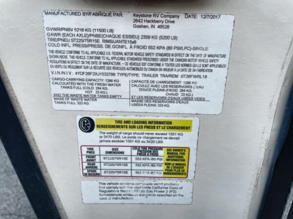 2018 KEYSTONE SPRINTER CAMPFIRE 26FWRL,